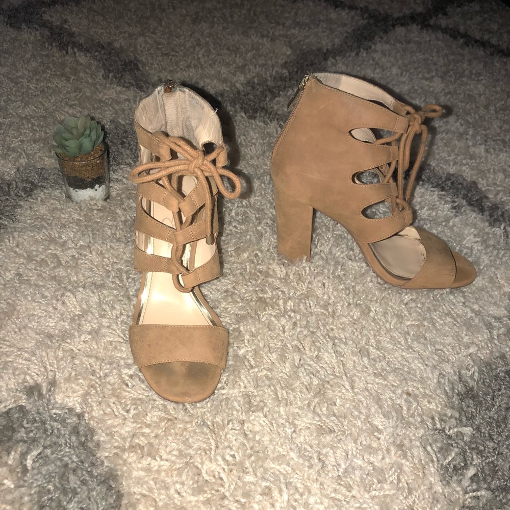 Nude Zip Up Heels